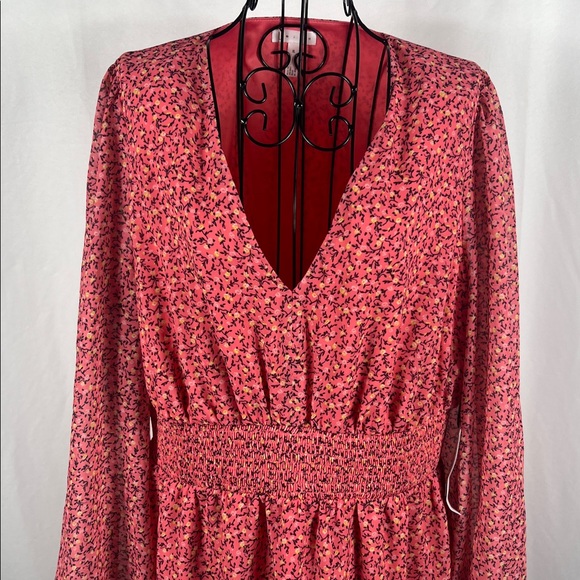 Leith Chic Long Sleeve Floral Dress Pink Women’s XL Flowy New With Tags - Picture 2 of 8